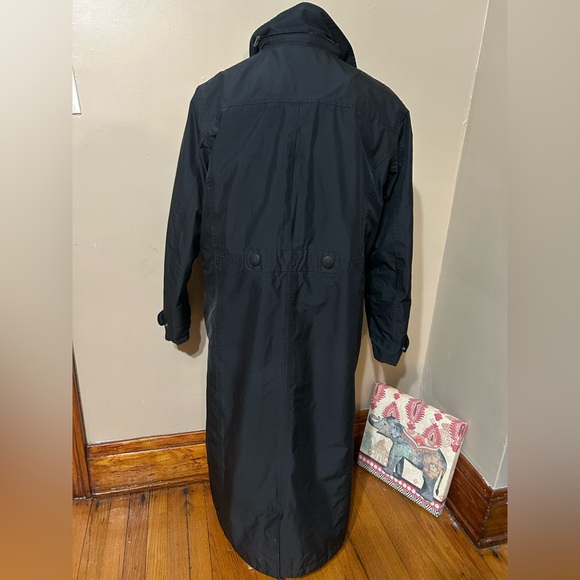 L.L. BEAN TRENCH WOOL LINER RAIN LONG COAT WOMENS BLACK SZ LARGE - Picture 4 of 13